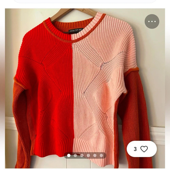 Central Park West Colorblock Cotton Blend Sweater Size Medium Oversize NWOT - Picture 2 of 6